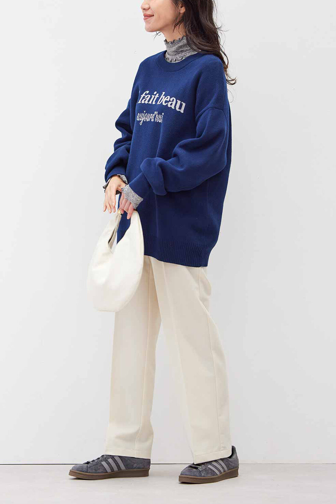 Real Stock|リブ イン コンフォート　オンでもオフでも週7活躍！ きれいだねパンツ〈ワイドストレート〉〈アイボリー〉