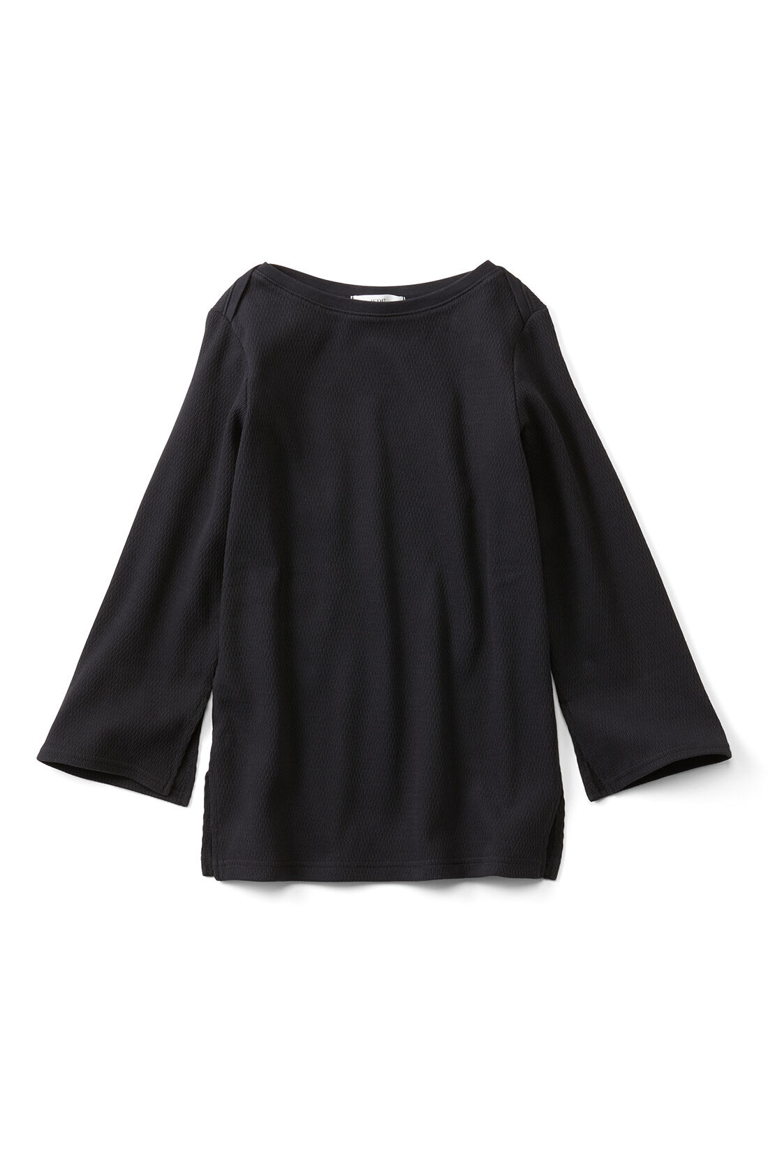 IEDIT［イディット］|Live love cotton（R）プロジェクト IEDIT[イディット]　デザインネックでデコルテ華やぐ　フレアースリーブカットソー〈ブラック〉|〈ブラック〉
