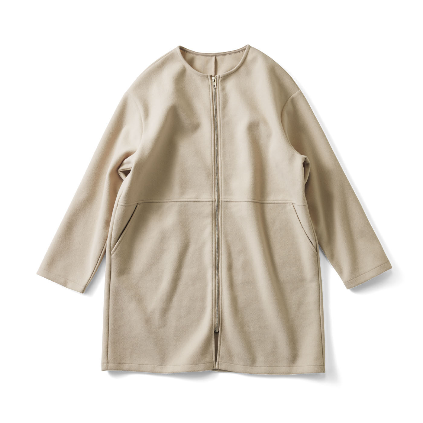 IEDIT | きれいめ 上品 ほどぬく ミドル丈コート 〈アイボリー〉