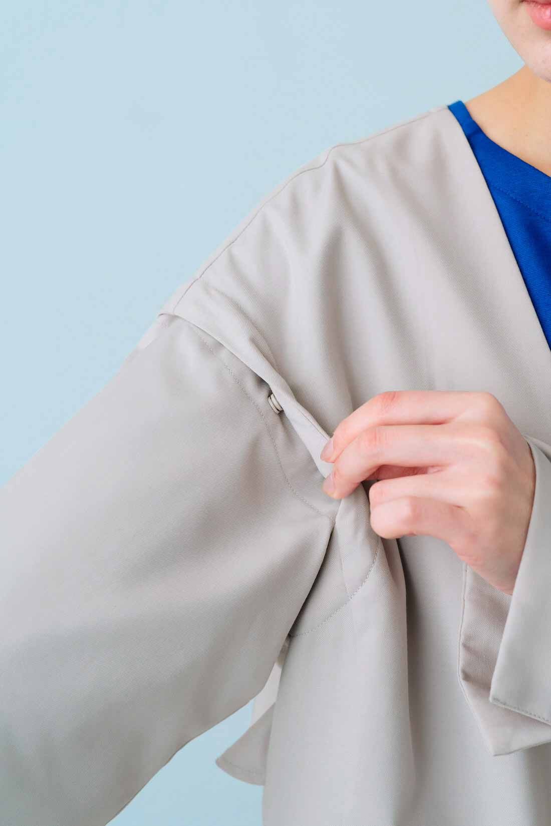 IEDIT|野々村友紀子さん&times;IEDIT[イディット]　一枚持ってたら間違いない！ 「気温」と「気分」で袖がちぎれるジャケット〈グレージュ〉