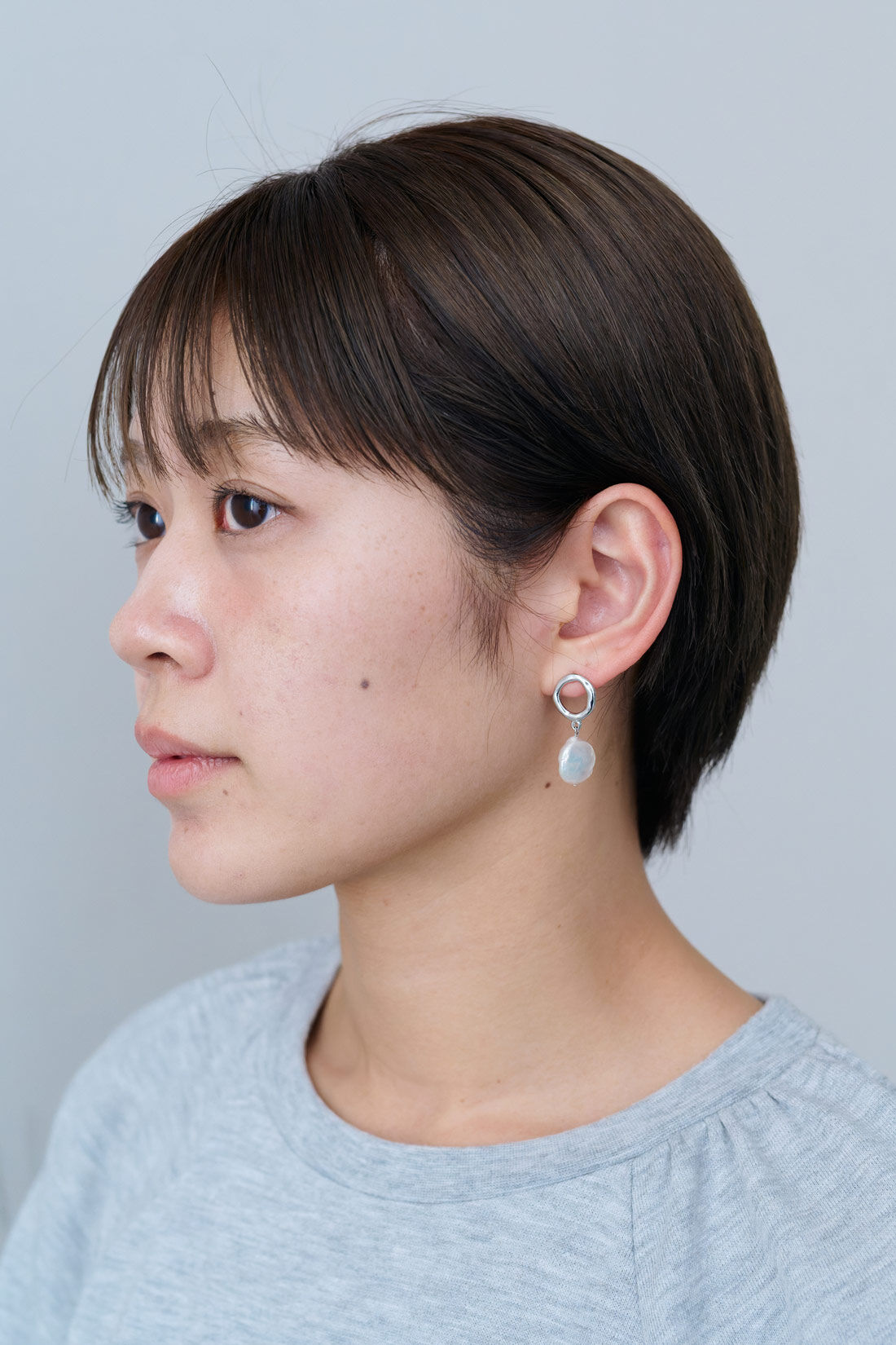 IEDIT | フラット 淡水パール ピアス
