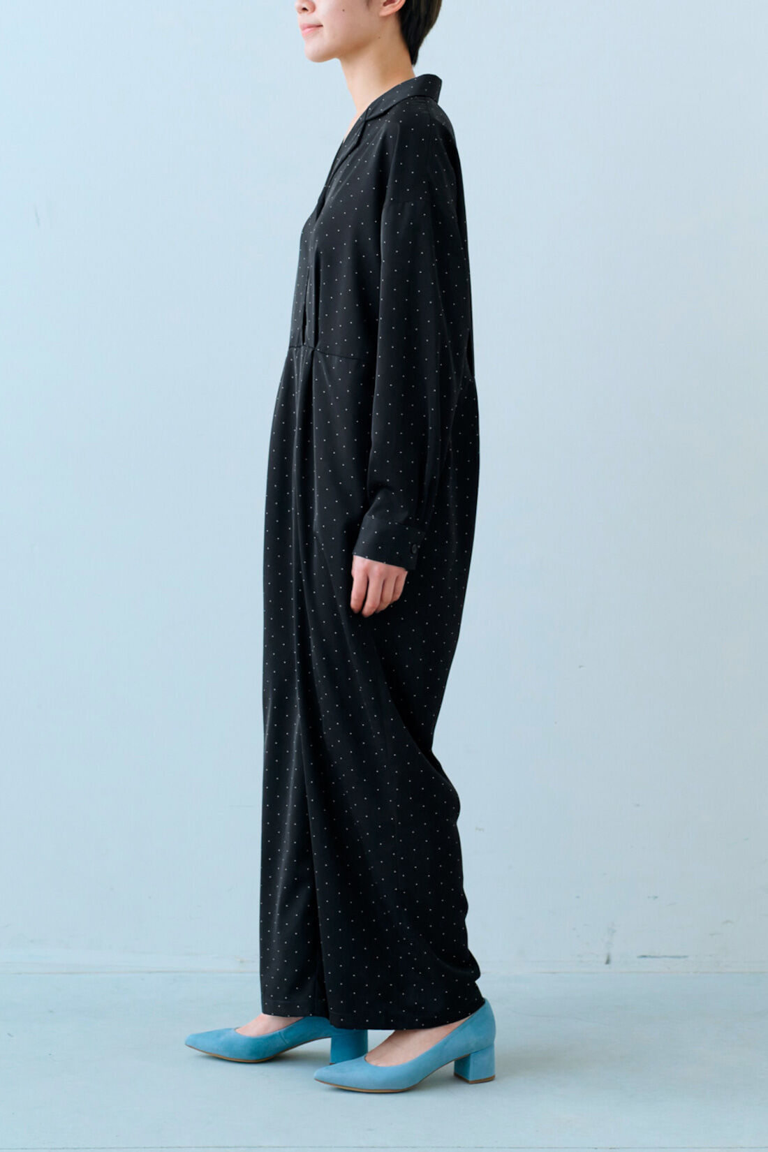 IEDIT|IEDIT[イディット]　福田麻琴さんコラボ　ドットオールインワン〈ブラック〉|モデル身長：163cm　着用サイズ：M