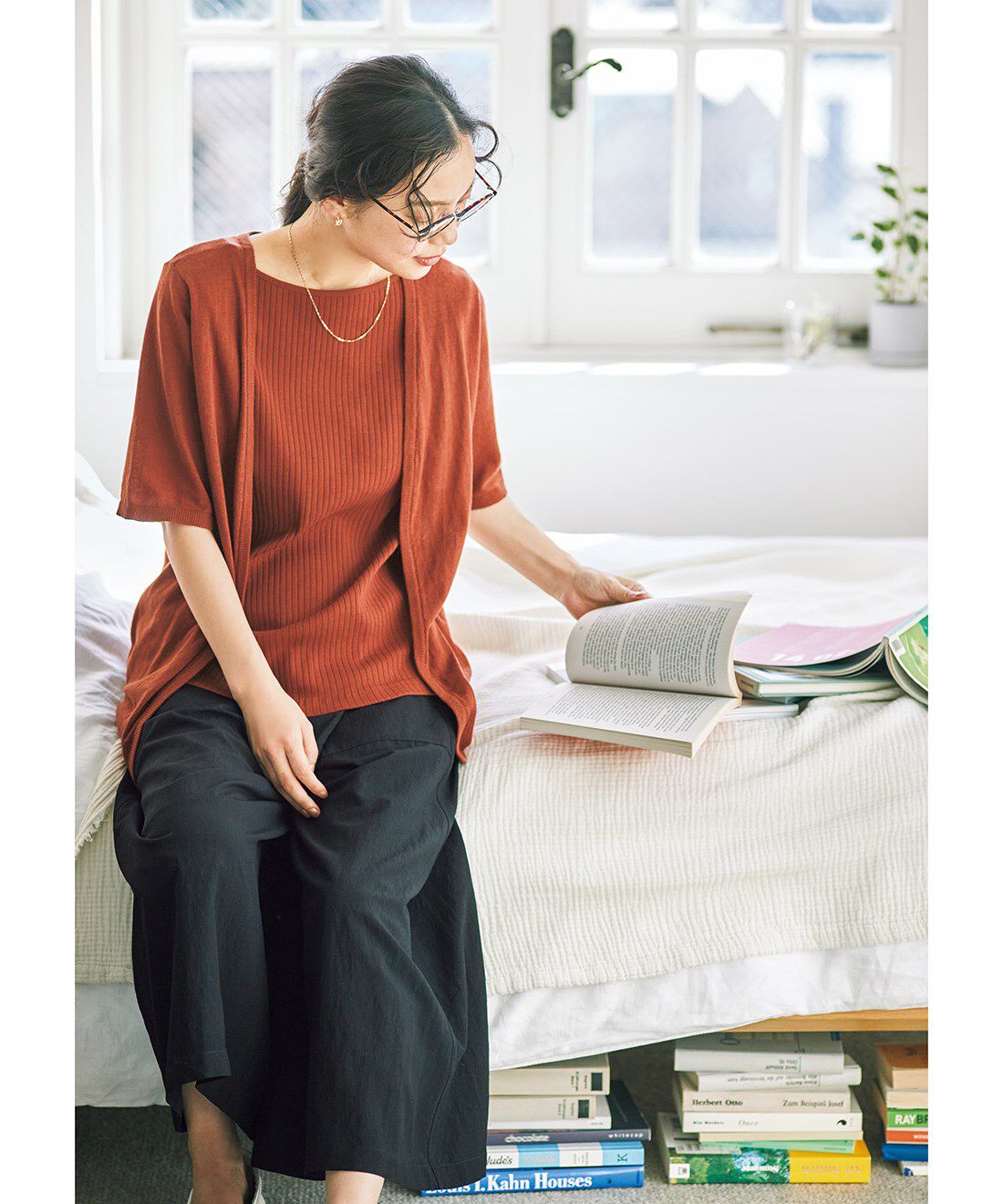 and myera|レーヨンナイロン 巻きスカート風 キュロパン ブラックのコーディネート