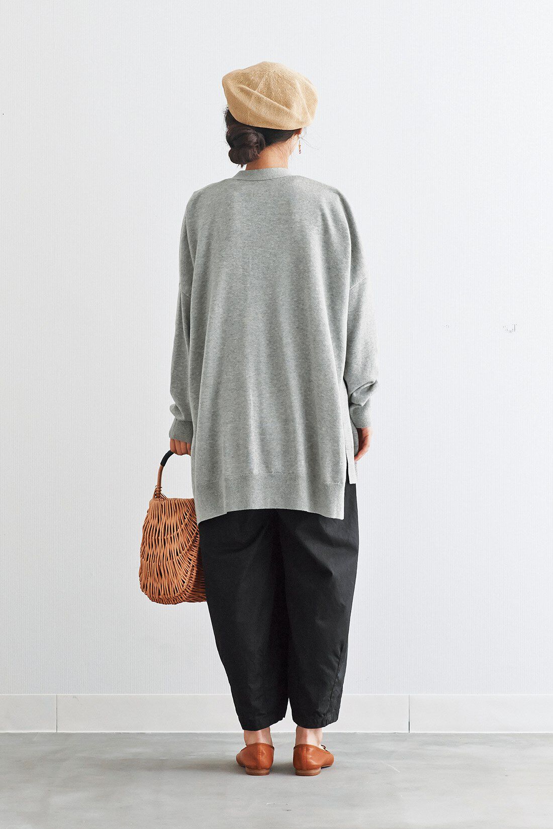 and myera|and myera 四角いカーディガン〈グレー杢〉