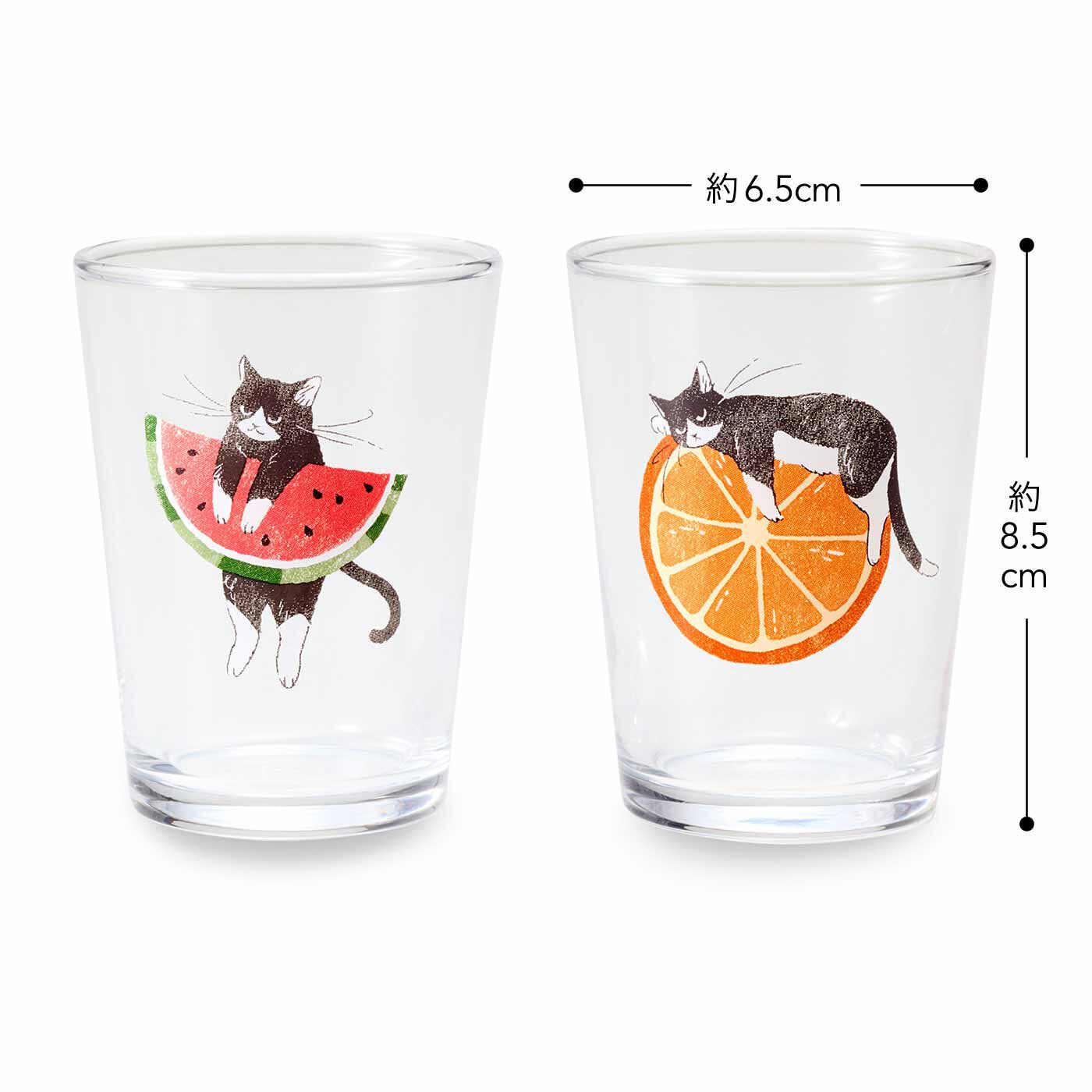 猫部|猫部 フレッシュフルーツとハチワレ猫のペアグラス|●お届けセット