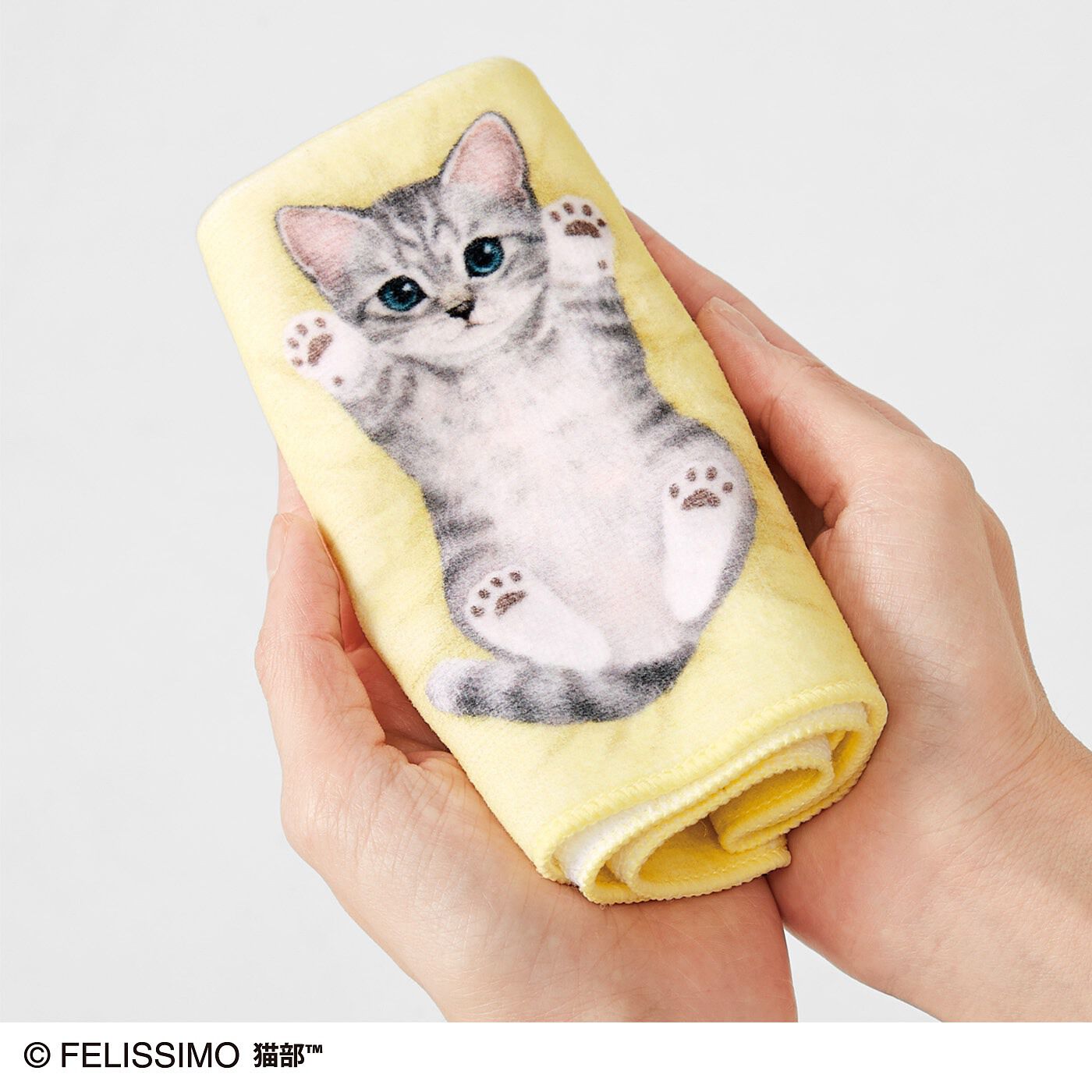 猫部|子猫がへそ天でごろ～ん　タオルハンカチ