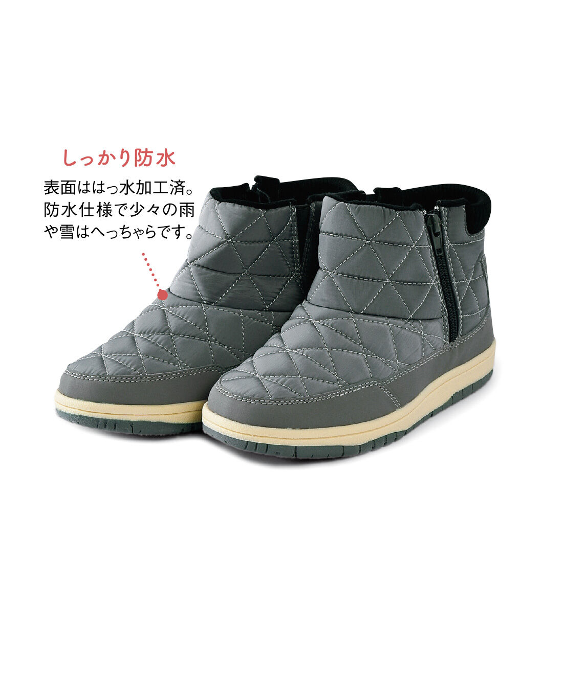 FELISSIMO PARTNERS|OUTDOOR SPORTS（アウトドア スポーツ） 内ボアであったか 防水・防滑ショートブーツ〈グレー〉
