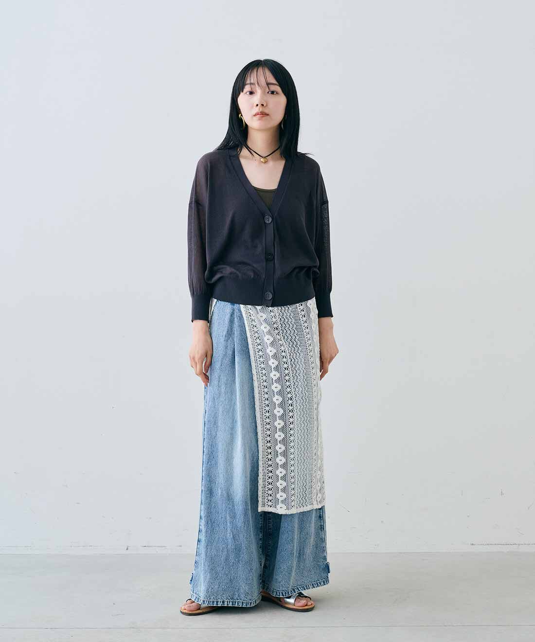 MEDE19F|MEDE19F　麻混シアーカーディガンの会|モデル身長：163cm　着用サイズ：M