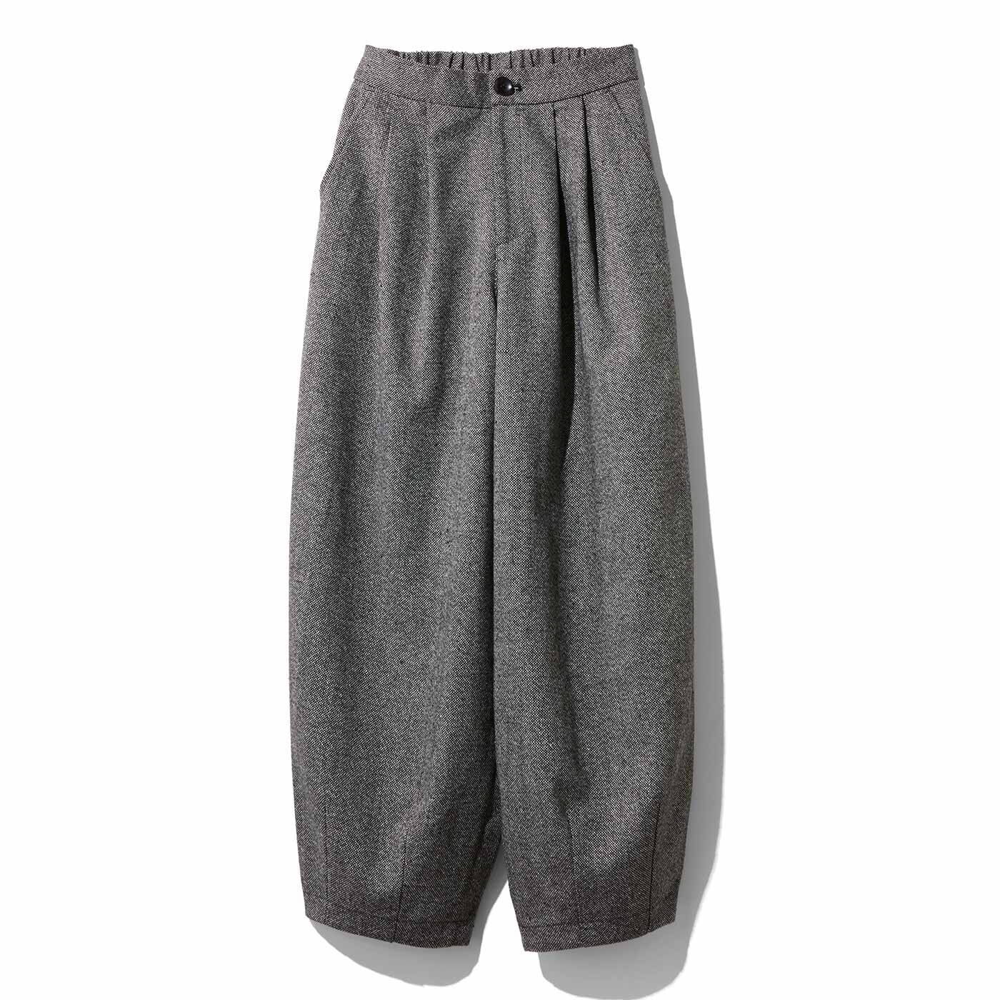 MEDE19F | ツイードバナナシルエットパンツ〈ニュアンスブラック〉