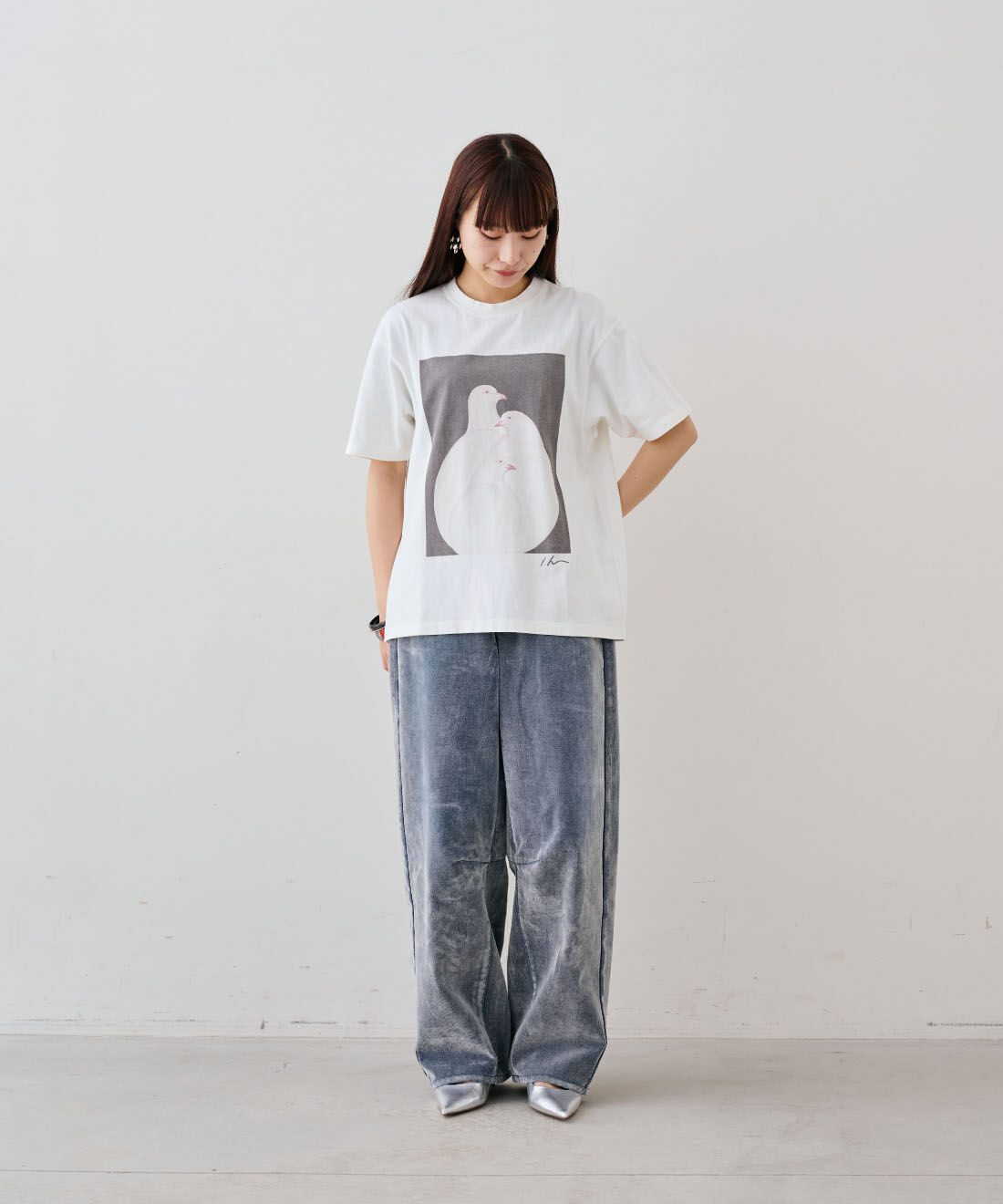 MEDE19F|フロッキー プリント デニムパンツ〈ライトグレー〉のコーディネート