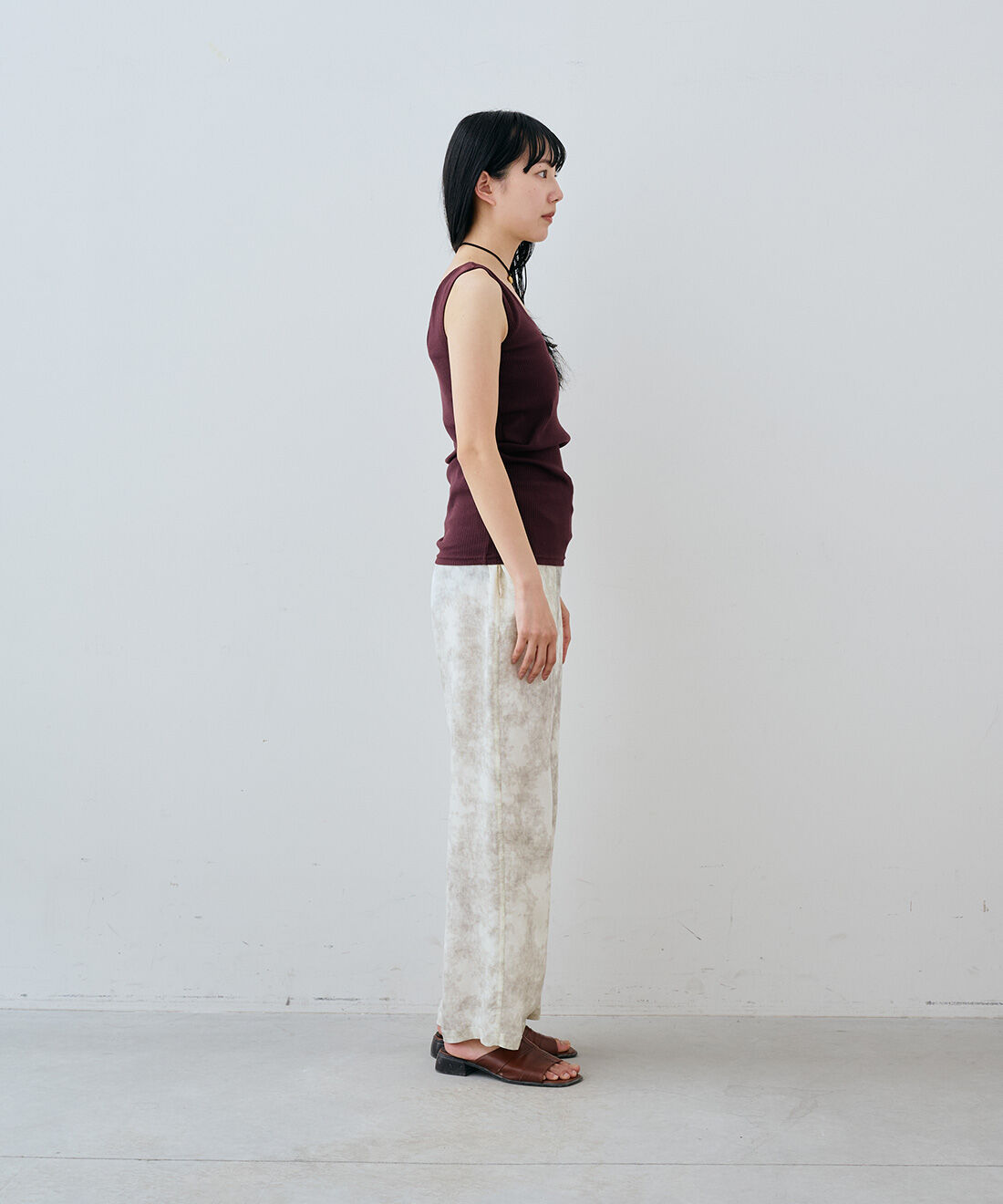 MEDE19F|ムラ染め調 プリントイージーパンツ〈アイボリー〉のコーディネート|163cm　size：M