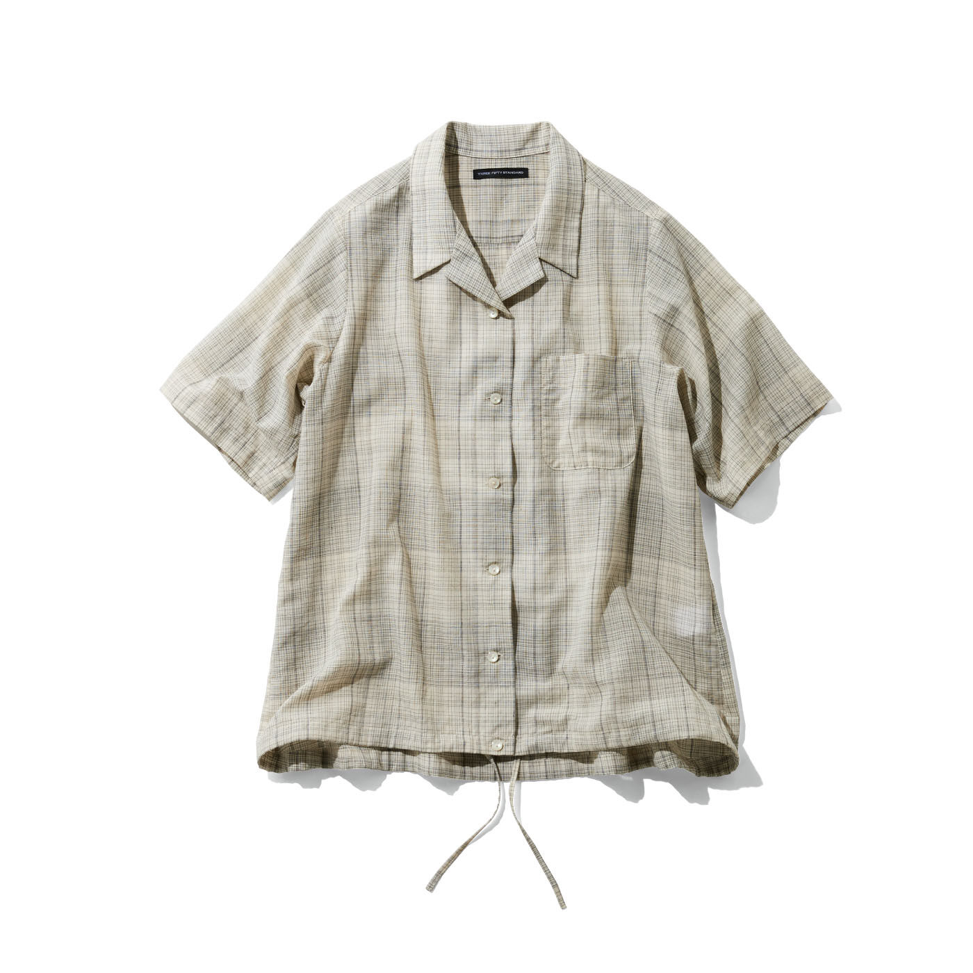 THREE FIFTY STANDARD | シアーなモノトーンチェックの開衿シャツ