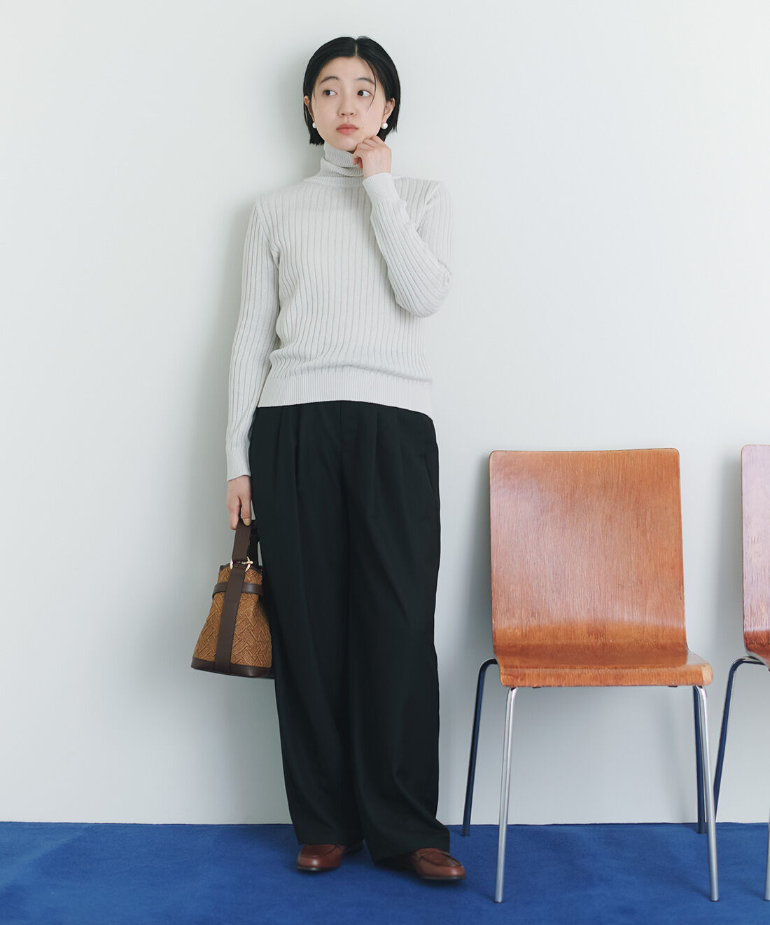 THREE FIFTY STANDARD|日本製コットン100％ リブ タートルのコーディネート