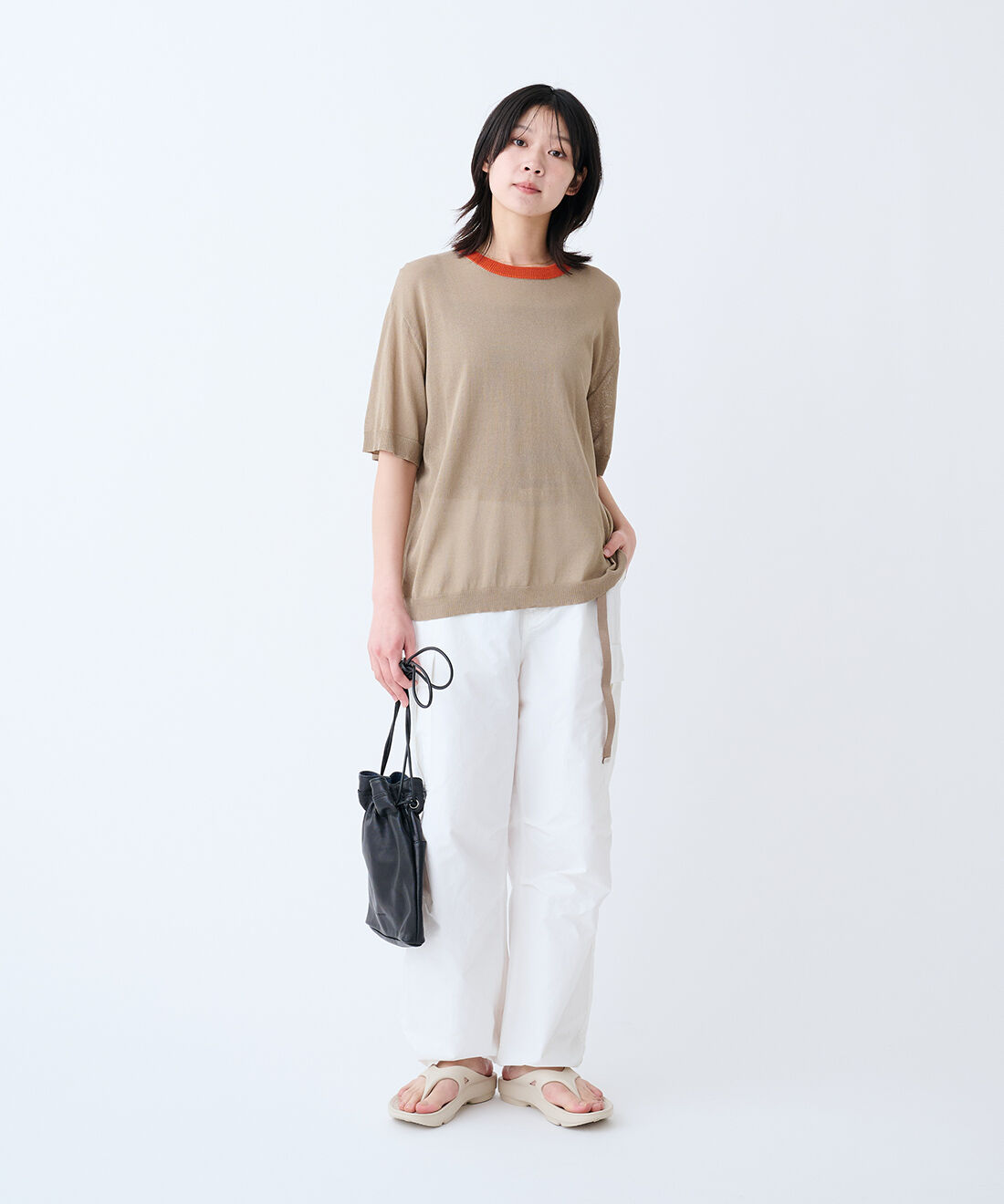 THREE FIFTY STANDARD|接触冷感生地 カーゴパンツ〈オフホワイト〉のコーディネート