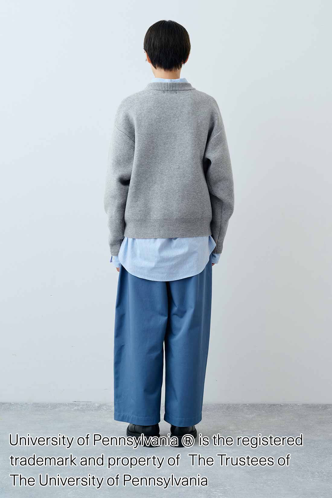 THREE FIFTY STANDARD|別注カレッジロゴセーター〈杢グレー〉のコーディネート|モデル身長：163cm 着用サイズ：M