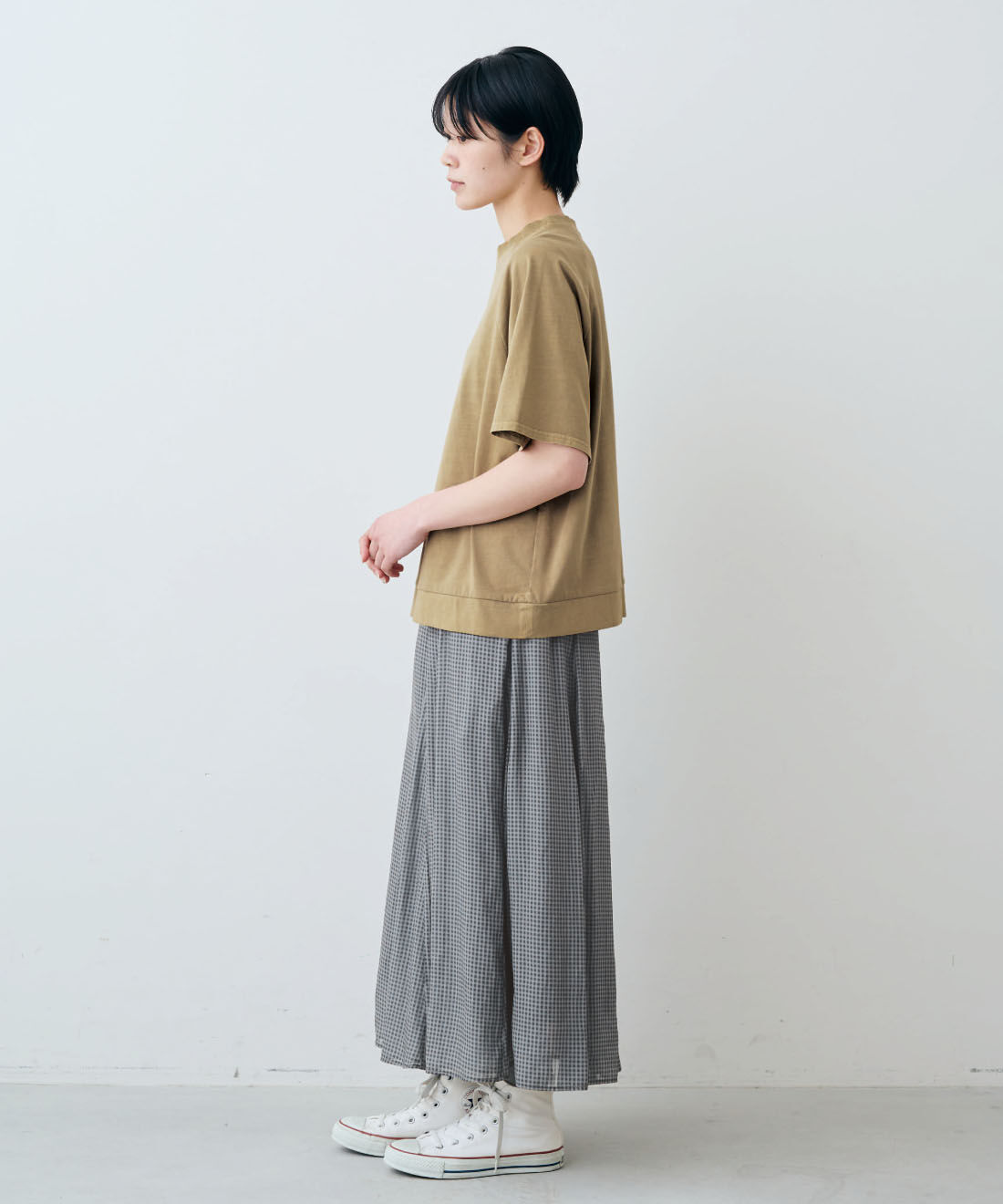 THREE FIFTY STANDARD|モノトーンチェック フレアースカート 〈ブラック&times;グレー〉のコーディネート