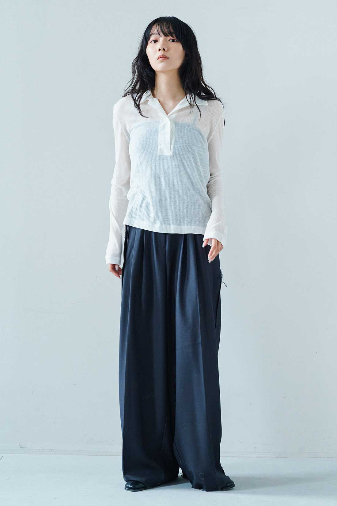 フェリシモファッションニュース|韓国セレクト JANEBIRKIN 肌触りのよいウールポロ〈ホワイト〉【WEB LIMITED ITEMS】|モデル身長：163cm
