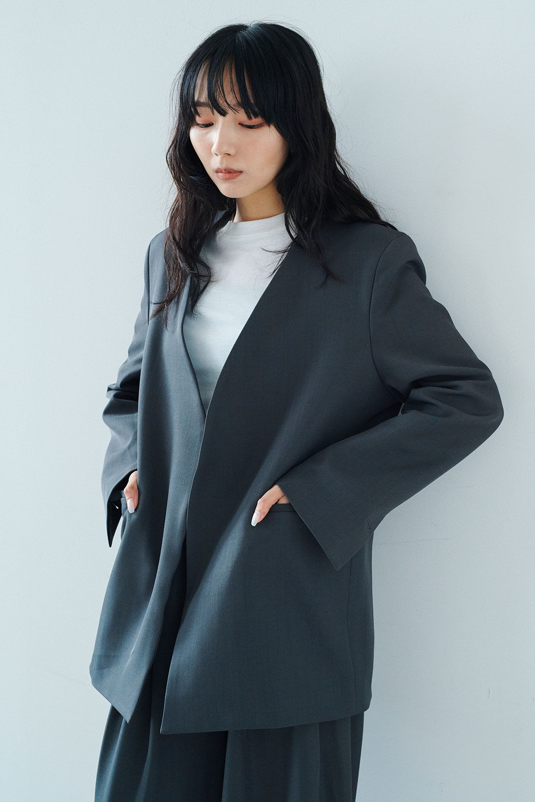 フェリシモファッションニュース|韓国セレクト LEFANCY ノーカラージャケット〈グレー〉【WEB LIMITED ITEMS】