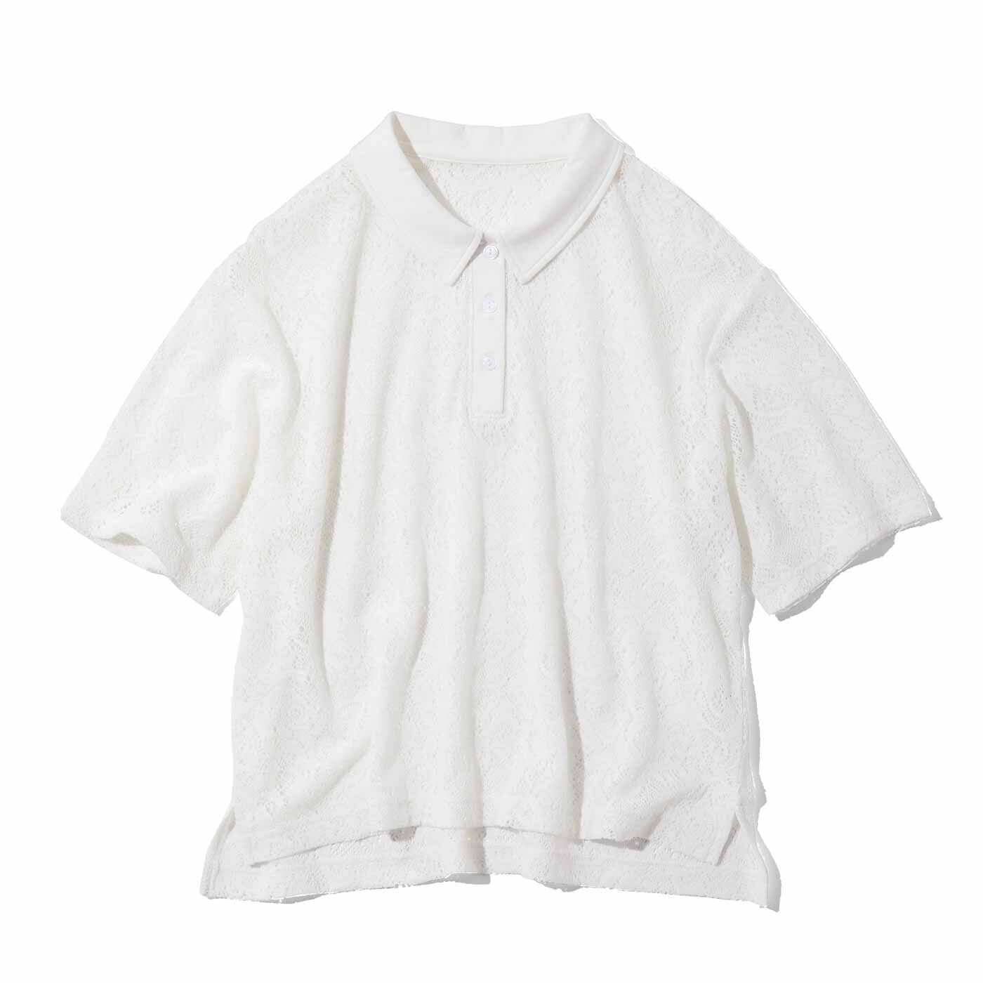フェリシモギフトショップ | ストレッチレースの衿付きトップス〈ＷＨ〉リブイン