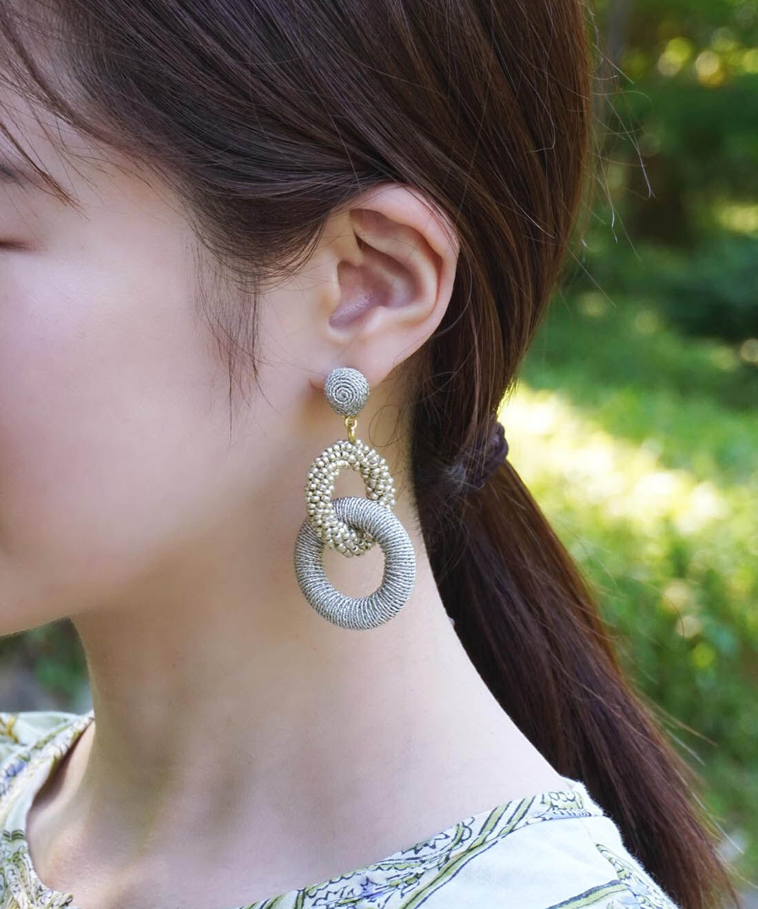 mensha!|【mensha! SELECT】Made in India ビーズイヤリング〈シルバー〉