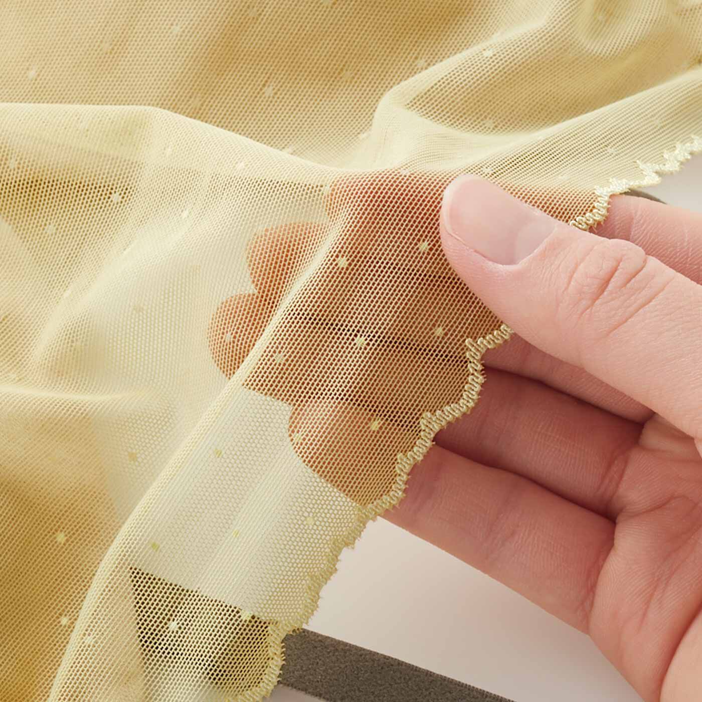 flufeel［フラフィール］|澄んだ透明感 すーっとなじむ着け心地が軽やかな基礎化粧ブラの会|繊細なドットがかわいい、薄くて透明感のあるレース。