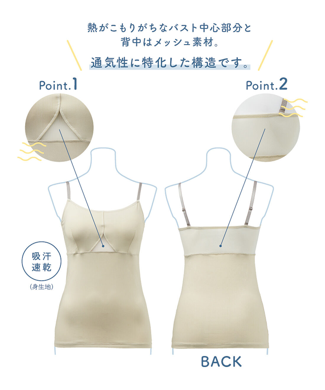 flufeel|風通りさわやか　暑苦しさを軽減　涼やか印象ブラキャミソール〈吸汗速乾〉の会