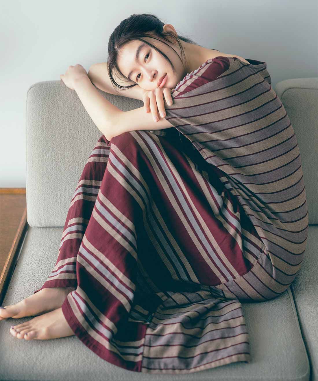 flufeel|お風呂上がりから寝るまでさわやか ダブルガーゼが心地いい 着るバスタオル〈ダブルフェイス/ボーダー〉の会