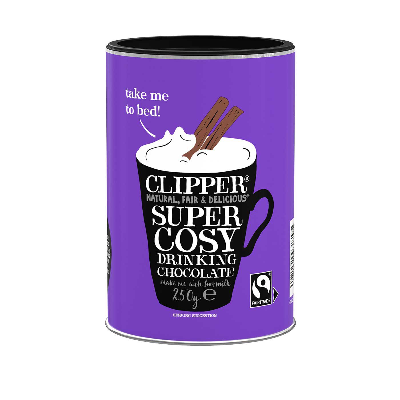 フェリシモの雑貨 Kraso|【CLIPPER】ドリンキングホットチョコレート〈パウダー250g〉の会|紙パッケージ（円柱形）に入っています。キッチンに置いてある姿もかわいい&hellip;&hellip;。